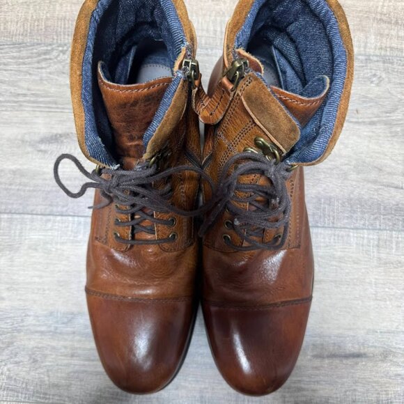 Aldo Giannola Brown Leather Lace Up and Zipper Closure Boots Men\'s Size 12